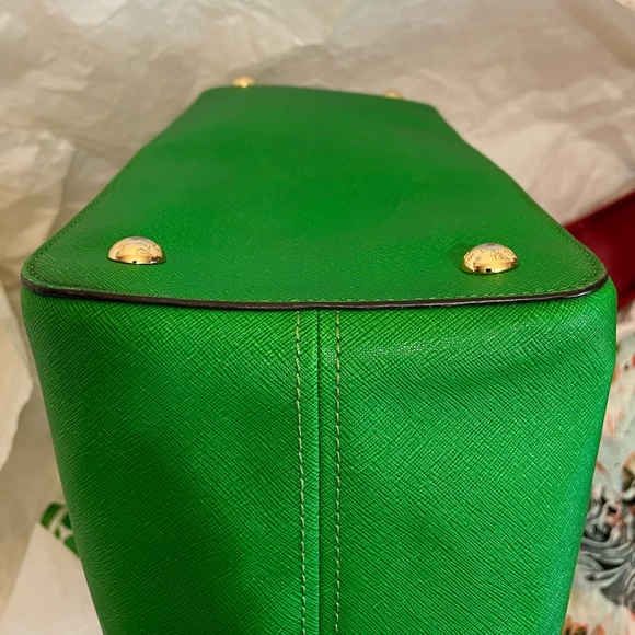 Michael KORS Genuine Leather Silk Scarf green Large Tote shoulder bag - Picture 11 of 13